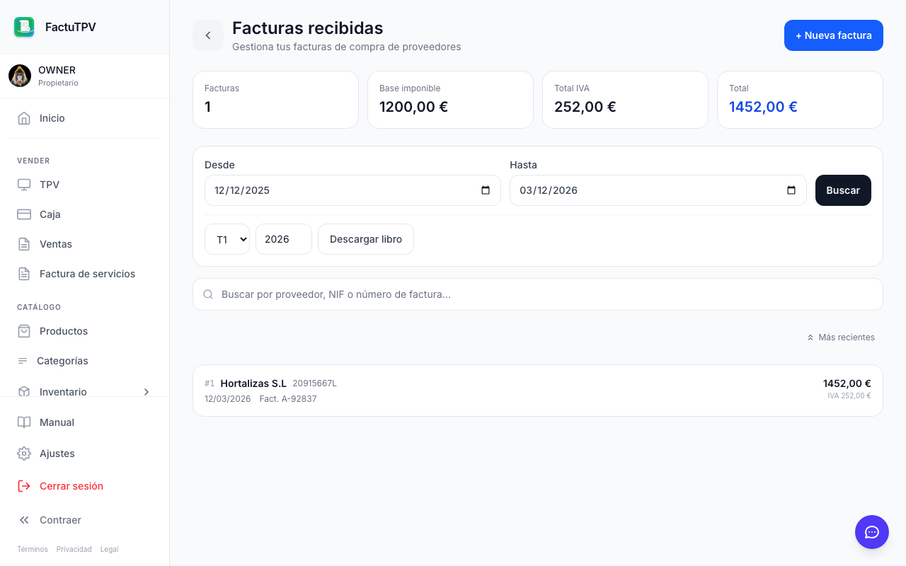 Registro de compras a proveedores